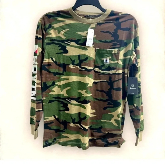 *Final Price* Brixton Long sleeve Camo Standard Crewneck Cotton T-Shirt NWT - Picture 1 of 9